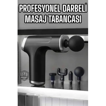 Masaj Tabancası 4 Başlıklı Kas ve Vücut Ağrıları İçin Şarjlı Darbeli
