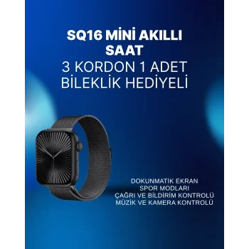 Mini Series 10 Akıllı Saat | 3 Kordon + Bileklik Hediyeli, Tüm Telefonlarla Uyumlu