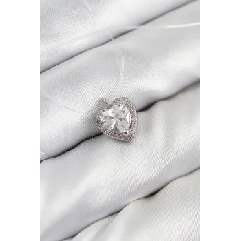 Misineli Kalp Model Gümüş Renk Hayalet Kolye