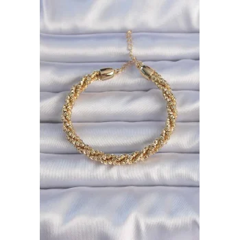 Pirinç Altın Renk Sarmal Model Bileklik