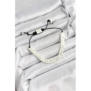 Pirinç Asansörlü Beyaz Juju Kadın Bileklik