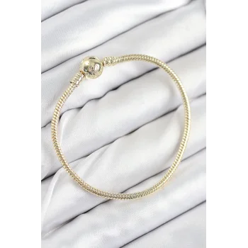 Pirinç Charm Topcuk Model Gold Renk Kadın Bileklik
