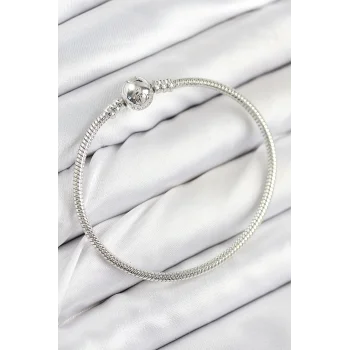 Pirinç Charm Topcuk Model Gümüş Renk Kadın Bileklik