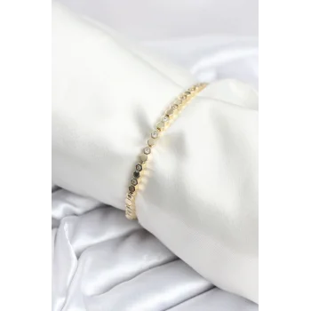 Pirinç Gold Renk İnce Petek Model Kadın Bileklik