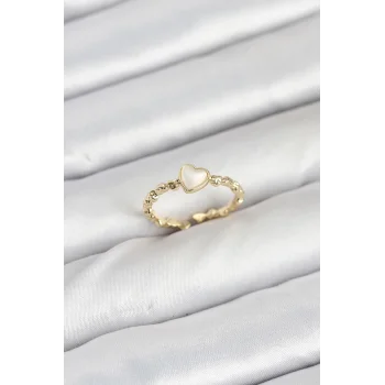 Pirinç Gold Renk Kalpli Model Kadın Yüzük