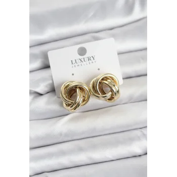 Pirinç Gold Renk Vintage Sarmal Model Kadın Küpe