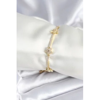 Pirinç Gold Renk Yıldız Model Kadın Bileklik