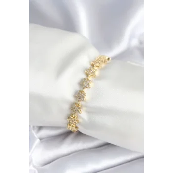Pirinç Gold Renk Yıldız Model Kadın Bileklik