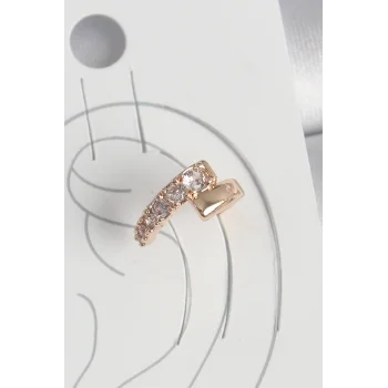 Pirinç Gold Renk Zirkon Taşlı Kadın Kıkırdak Küpe