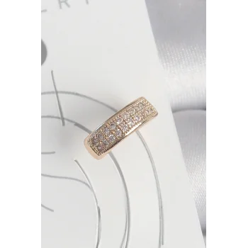 Pirinç Gold Renk Zirkon Taşlı Kadın Kıkırdak Küpe