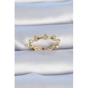 Pirinç Gold Renk Zirkon Taşlı Kadın Yüzük