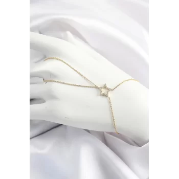 Pirinç Gold Renk Zirkon Taşlı Yıldız Model Şahmeran