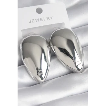 Pirinç Gümüş Renk Badem Model Kadın Küpe