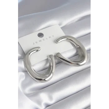 Pirinç Gümüş Renk Halka Model Kadın Küpe