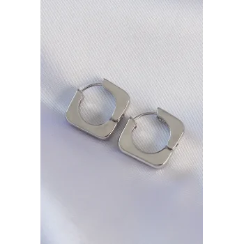 Pirinç Gümüş Renk Kare Küpe