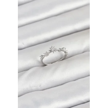 Pirinç Gümüş Renk Manifest Kadın Yüzük