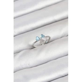 Pirinç Gümüş Renk Yonca Model Kadın Yüzük