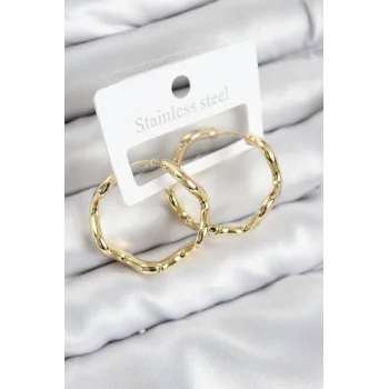 Pirinç Halka Model Gold Renk Kadın Küpe