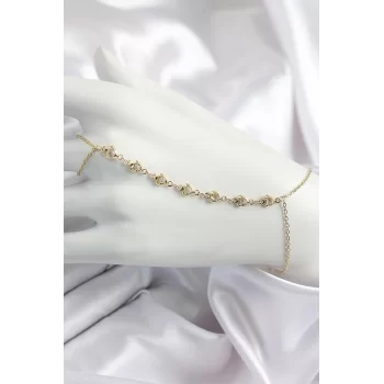 Pirinç Kalpli Zirkon Taşlı Y Model Gold Renk Kadın Şahmeran