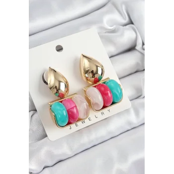 Pirinç Karışık Renk Vintage Model Kadın Küpe