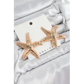 Pirinç Krem Deniz Yıldızı Model Vintage Kadın Küpe