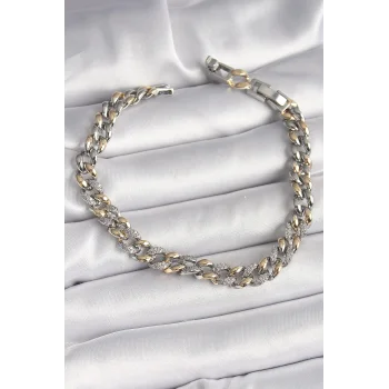 Pirinç Mix Renk Zirkon Taşlı Zincir Model VIP Seri Kadın Bileklik