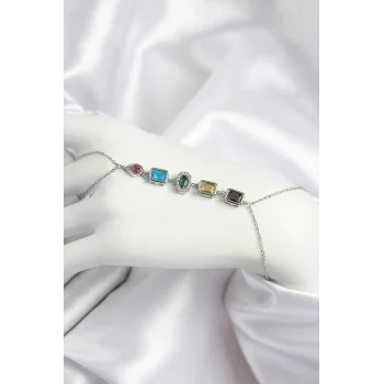 Pirinç Renkli Zirkon Taşlı Model Gümüş Renk Şahmeran