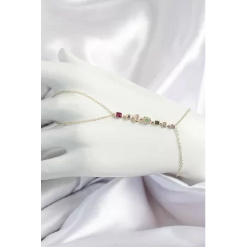 Pirinç Renkli Zirkon Taşlı Y Model Gold Renk Kadın Şahmeran