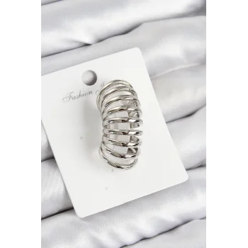 Pirinç Yay Model Gümüş Renk Sağ Kıkırdak Küpe