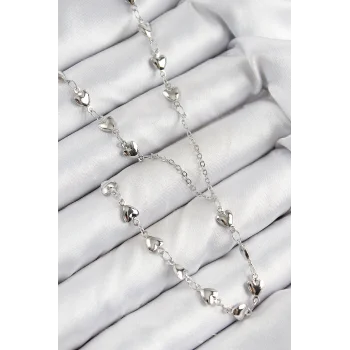 Pirinç Zirkon Taşlı Kalp Model Gümüş Renk Y Kolye