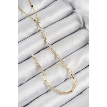Pirinç Zirkon Taşlı Model Gold Renk Y Kolye