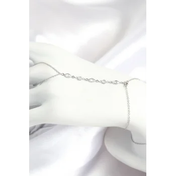 Pirinç Zirkon Taşlı Y Model Gümüş Renk Kadın Şahmeran