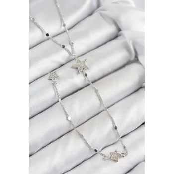 Pirinç Zirkon Taşlı Yıldız Model Gold Renk Y Kolye