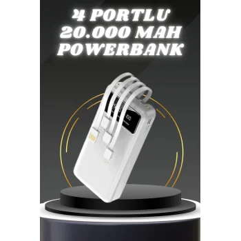 Powerbank Şarj Cihazı 4 Çıkışlı 20.000 MAH Powerbank Kompakt Yüksek Kapasiteli Hızlı Şarj