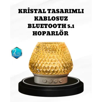 RGB LED Işıklı Kristal Tasarım Bluetooth 5.1 Hoparlör 5W Taşınabilir