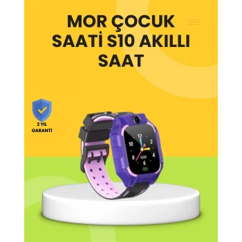 S10 Akıllı Çocuk Saati Mor Tasarım Adımsayar ve Alarm Fonksiyonlu