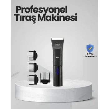 Şarjlı Tıraş Makinesi –Dijital Ekranlı, Hızlı Şarjlı, Profesyonel Kesim Seti