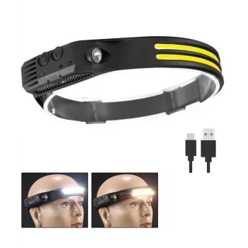 Sensörlü Far COB Led Far Şarj Edilebilir Kafa Feneri 18650 Dahili Pil Açık Hava Balıkçılık Kamp Baş Feneri Fener (5047)