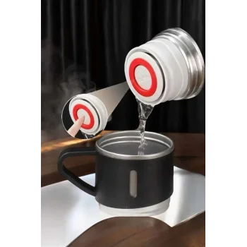 Şık ve Dayanıklı 3 Bardaklı Termos Seti Uzun Süre Isı Koruma Özellikli