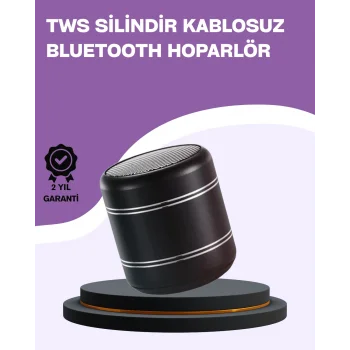 Silindir Tasarım Mini Bluetooth Hoparlör 10m Çekim Güçlü Bas ve Mikrofonlu