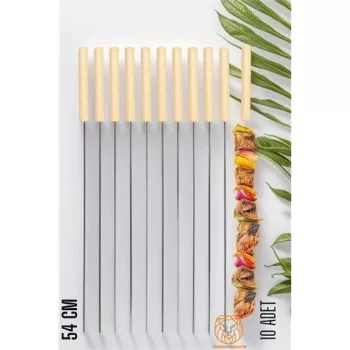 Şiş Çubuğu Mangal Şişi Ahşap Saplı Kebap Şişi   10 Adet Ahşap Saplı