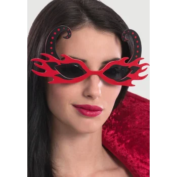 Siyah Boynuzlu Kırmızı Renk Alevli Parti Gözlüğü 21x10 cm (5047)