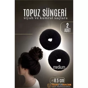 SİYAH Mini Saç Topuz Süngeri  2 ADET 8.5 CM Çap 3.5 cm Kalınlık