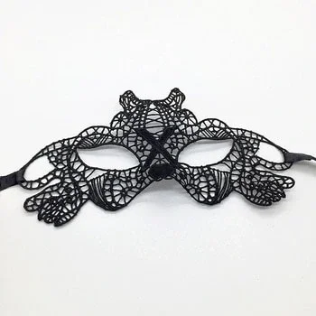 Siyah Renk Dantel İşlemeli Parti Maskesi Model 2 (5047)