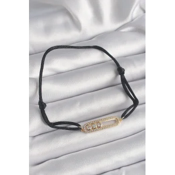 Siyah Renk İpli Asansör Gold Messika Model Kadın Bileklik