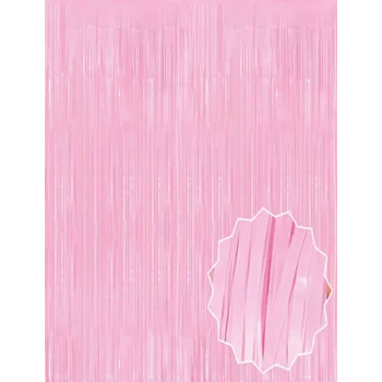 Soft Pembe Püsküllü Kapı Perdesi - Parti, Baby Shower, Cinsiyet Partisi 1x2 m (5047)