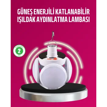 Solar ve USB Şarjlı Su Geçirmez Katlanabilir LED Lamba