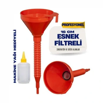 Süzgeçli Yakıt Boşaltma Hunisi 16 cm Esnek Hortumlu Filtreli Huni – Jeneratör, Motor ve Sıvı Aktarımı İçin 711688