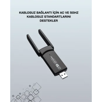 Tak-Çalıştır Özellikli Çift Bant WiFi Adaptör – 1200 Mbps