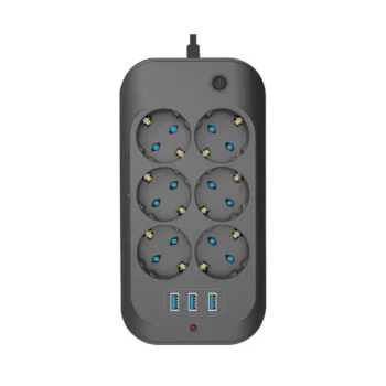 Termal Akım Korumalı, Çocuk Korumalı, 6’lı 2 Mt Uzatma Kablosu 6 X Priz, 3 X Usb